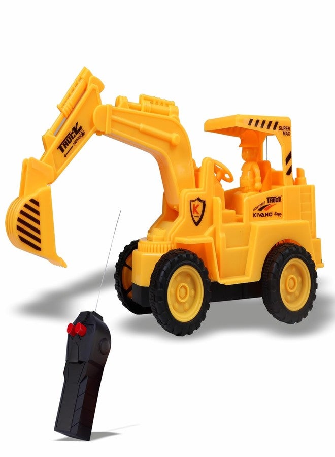 KIVANO Remote Control JCB Excavator Toy Truck, Construction Shovel Loader with 360° Rotation, Full-Function Steering & Working Bucket, Durable ABS, Rubber Tyres - Yellow - Image 1